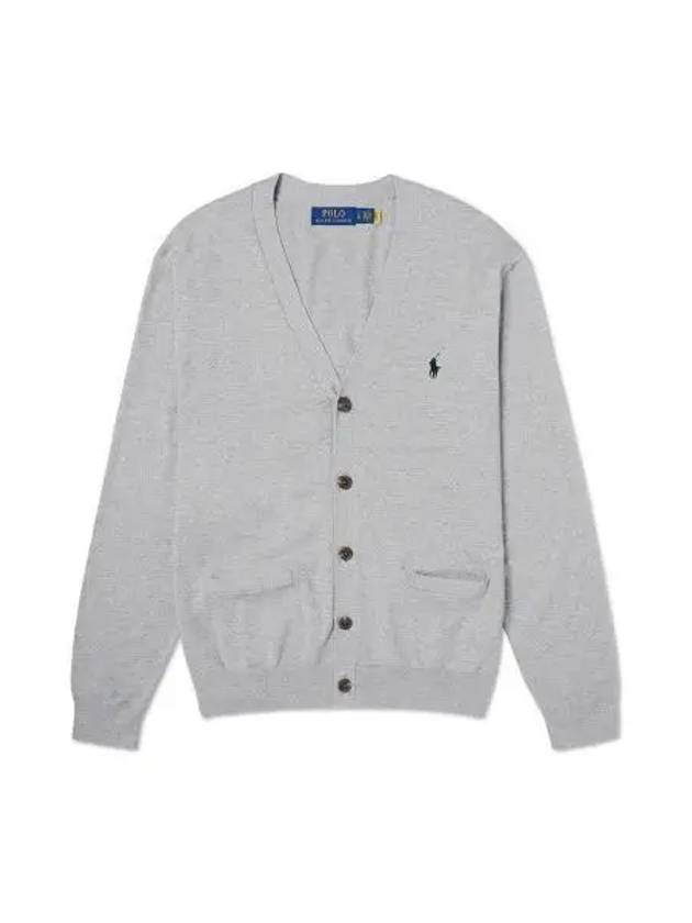 Cotton V neck cardigan gray - POLO RALPH LAUREN - BALAAN 2