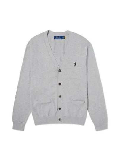 Cotton V neck cardigan gray - POLO RALPH LAUREN - BALAAN 2