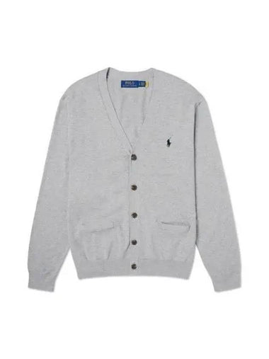 Cotton V neck cardigan gray - POLO RALPH LAUREN - BALAAN 1