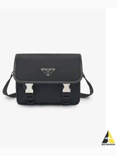 Triangle Logo Re-Nylon Saffiano Leather Cross Bag Black - PRADA - BALAAN 2