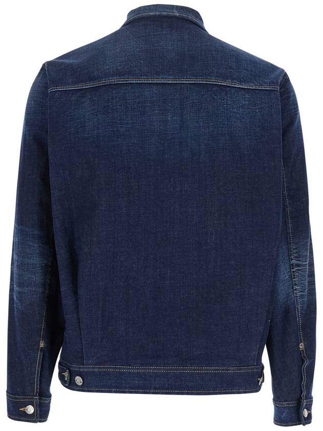 Blue Jacket With Classic Collar And Zip Closure In Denim Man - DSQUARED2 - BALAAN 2