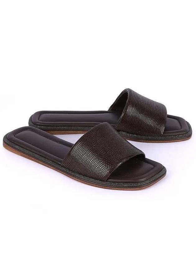 Women's Monili Leather Slides Brown MZIZC2150 TZLIZ C8279 - BRUNELLO CUCINELLI - BALAAN 1