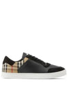 Checked Leather Suede Low Top Sneakers Black - BURBERRY - BALAAN 2