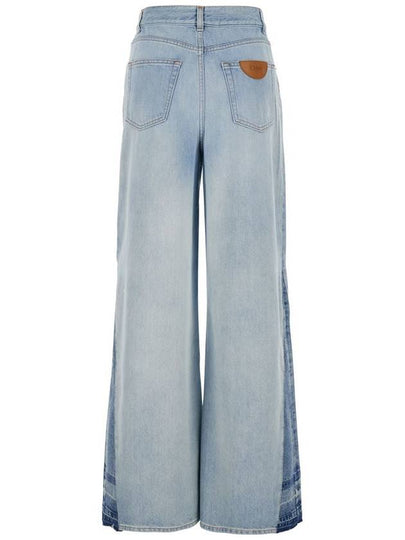 Light Blue Jeans With High Waist And Logo Patch On The Rear In Denim Woman - CHLOE - BALAAN 2