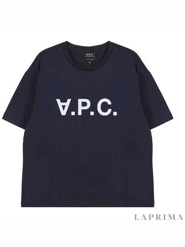 Logo Print Crew Neck Short Sleeve T-Shirt Navy - A.P.C. - BALAAN 9