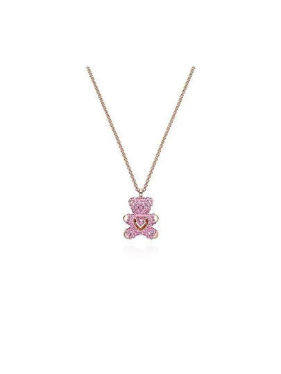 Teddy Heart Pentant Necklace Pink Rose Gold - SWAROVSKI - BALAAN 2