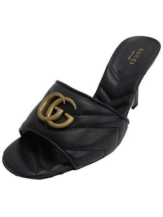Double G Leather Slide Sandals Black - GUCCI - BALAAN 2
