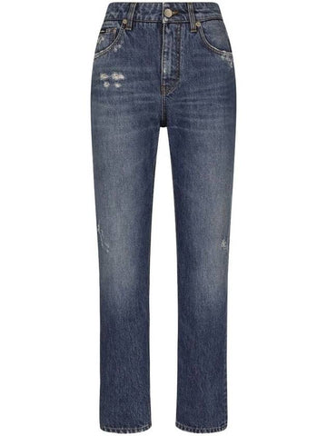 Dolce & Gabbana Straight Jeans With Logo Plaque - DOLCE&GABBANA - BALAAN 1