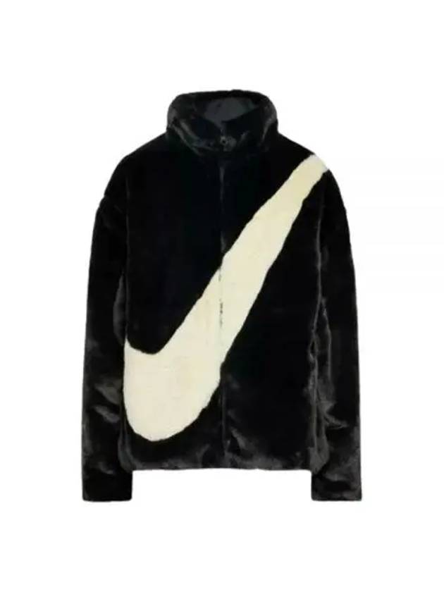 NSW Faux Fur Jacket Black - NIKE - BALAAN 2