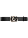 Double G Buckle Leather Belt Black - GUCCI - BALAAN 2