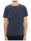 Embroidered Logo Melange Short Sleeve T-shirt Navy - STONE ISLAND - BALAAN 4