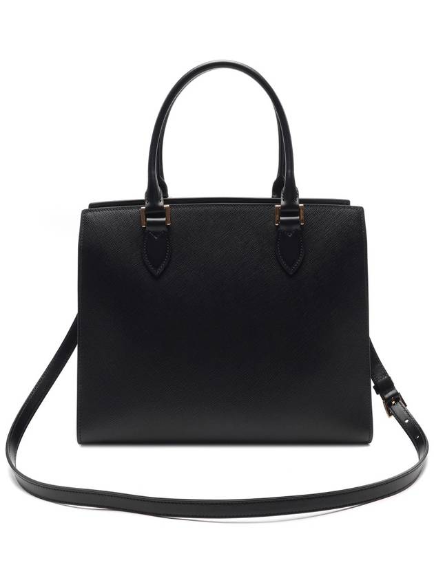 Saffiano Gold Square Leather Tote Bag Black - PRADA - BALAAN 5