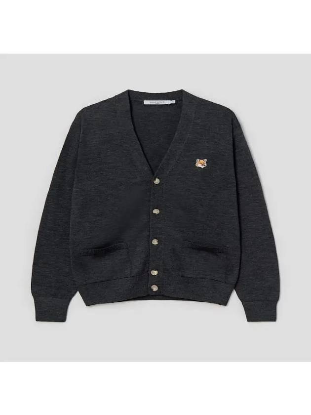 Fox Head Patch Classic Cardigan Anthracite - MAISON KITSUNE - BALAAN 3