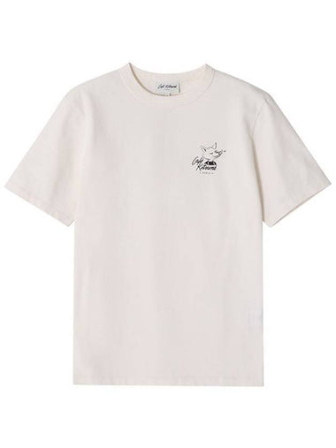 Cafe Kitsune Barista Fox Print Short Sleeve T-Shirt Beige - MAISON KITSUNE - BALAAN 1