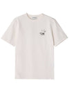 Cafe Kitsune Barista Fox Print Short Sleeve T-Shirt Beige - MAISON KITSUNE - BALAAN 1