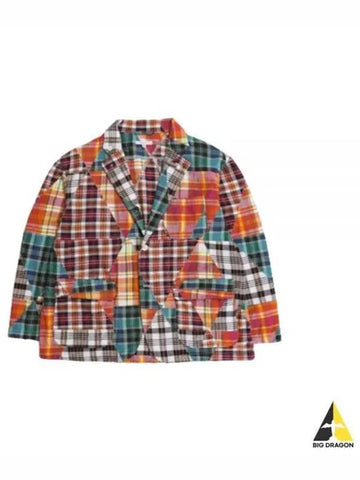 24 Loiter Jacket A Multi Color Triangle Patchwork Madras 24S1D001 OR164 SW013 - ENGINEERED GARMENTS - BALAAN 1