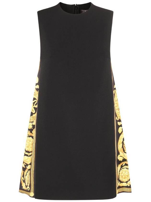 Barocco Panel Shift Short Dress Black - VERSACE - BALAAN 1