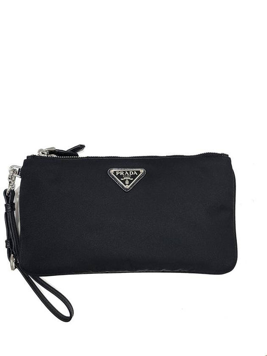 Triangle Logo Double Clutch Black - PRADA - BALAAN 2