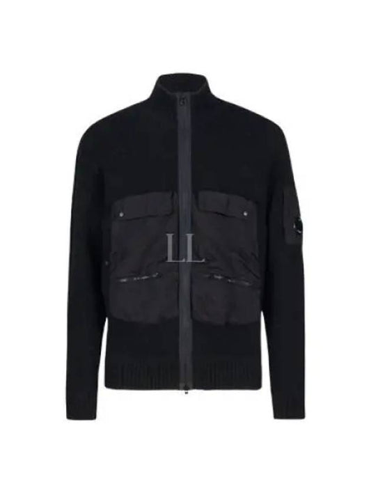 Lambswool Mixed Utility Zipped Knit Zip-Up Jacket Black - CP COMPANY - BALAAN 2