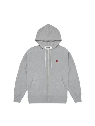 Small Red Heart Waffen Zip Up Hoodie Grey - COMME DES GARCONS - BALAAN 2