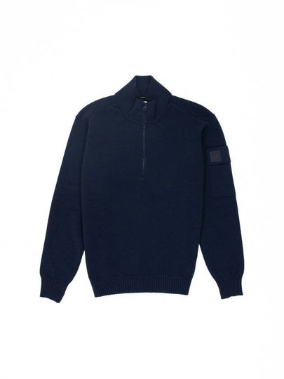 Merino Wool Polo Knit Top Navy - CP COMPANY - BALAAN 2