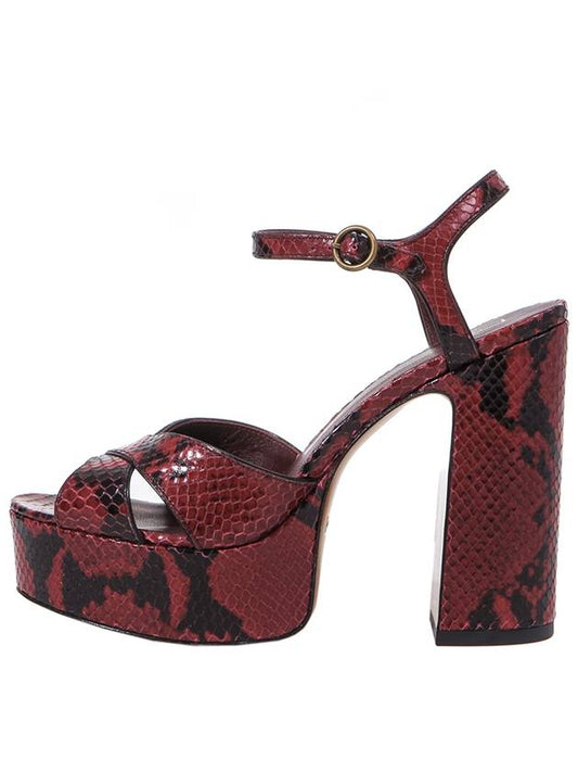 Women's Strap Leather Sandals Heels Burgundy - MARC JACOBS - BALAAN.