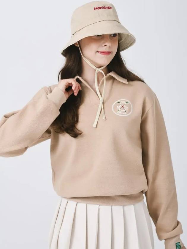 Rookie open collar neck long sleeve sweatshirt BEIGE - MONBIRDIE GOLF - BALAAN 4