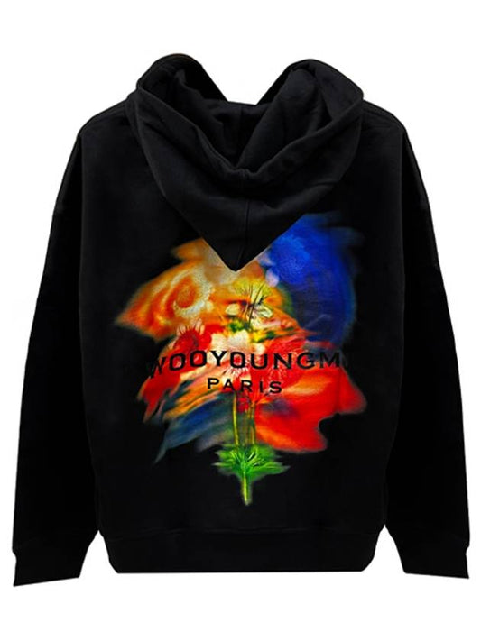 W243TS36723B Swaying Flower Hooded Black Men s T Shirt TSH - WOOYOUNGMI - BALAAN 1