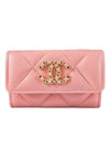 Wallet New Logo CC Lambskin Nineteen 19 Coral Pink - CHANEL - BALAAN 9