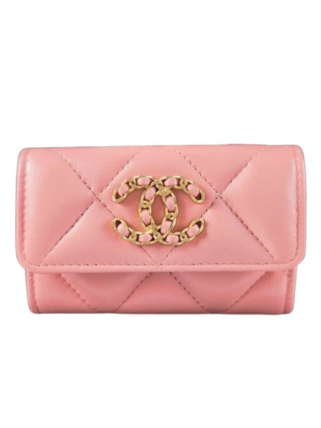 Wallet New Logo CC Lambskin Nineteen 19 Coral Pink - CHANEL - BALAAN 9