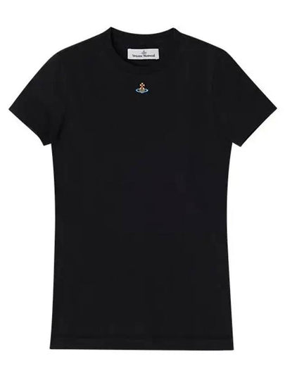 Embroided ORB Peru Short Sleeve T-Shirt Black - VIVIENNE WESTWOOD - BALAAN 2