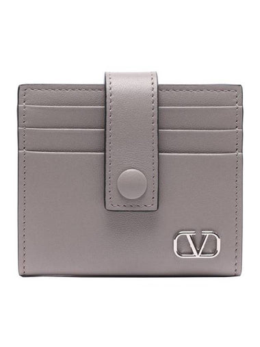 V Logo Card Wallet Grey - VALENTINO - BALAAN 1