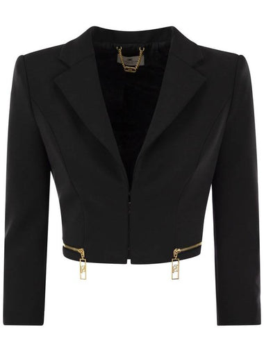 Stretch crepe cropped jacket with zip - ELISABETTA FRANCHI - BALAAN 1