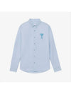 Stitch Army De Coeur Oversized Oxford Long Sleeve Shirt Sky Blue - AMI - BALAAN 2