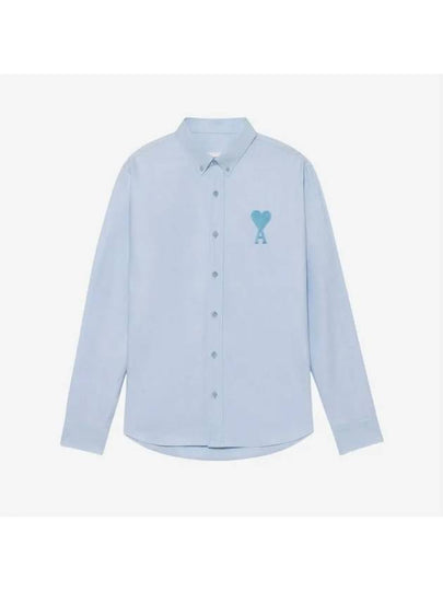 Stitch Army De Coeur Oversized Oxford Long Sleeve Shirt Sky Blue - AMI - BALAAN 2