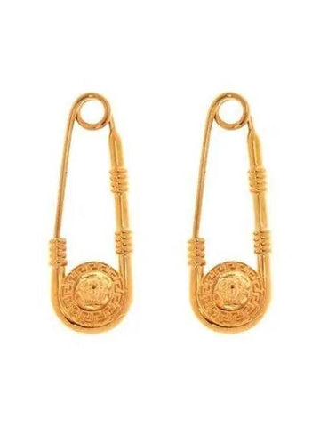 Women s Safety Pin Earrings Gold 1004827 1A00620 - VERSACE - BALAAN 1