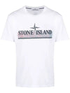 Tricromia One Print Garment Dyed Cotton Jersey Short Sleeve T-Shirt White - STONE ISLAND - BALAAN 3