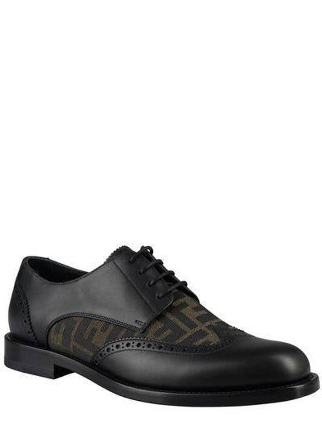 Leather Lace Up Derby Black - FENDI - BALAAN 3