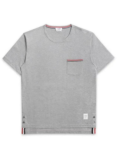 Men's Medium Weight Jersey Tipped Pocket Crewneck Short Sleeve T-Shirt Light Grey - THOM BROWNE - BALAAN 2