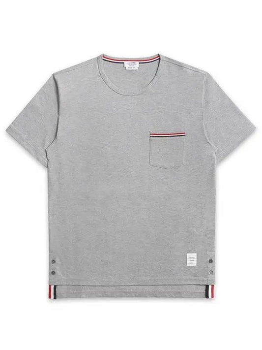 Thom Browne Short Sleeve MJS010A 01454 055 RWB Pocket Trimming Medium Weight Jersey Men s Tee - HERMES - BALAAN 1