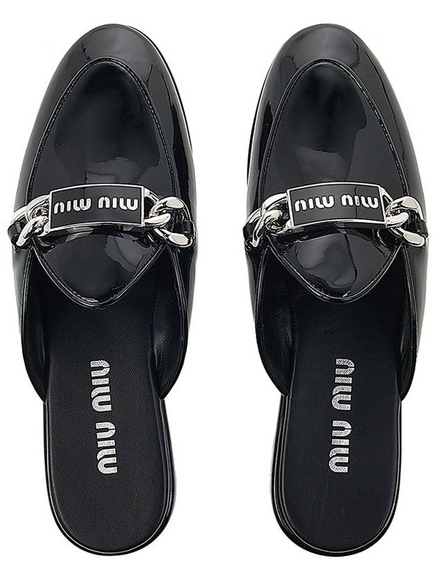 Women's Logo Leather Bloafers Black - MIU MIU - BALAAN 7