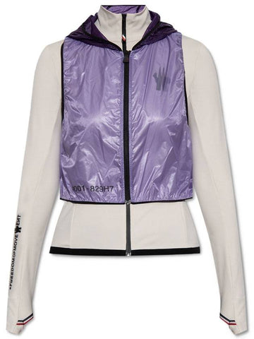 Grenoble Zip Up Hoodie White Purple - MONCLER - BALAAN 1