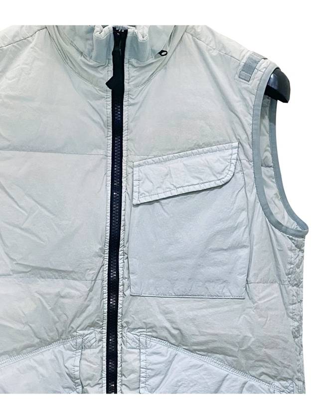 Garment Dyed Crinkle Reps Nylon Down Vest Light Grey - STONE ISLAND - BALAAN 6