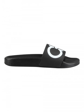 Gancini Printing Band Rubber Slippers Black - SALVATORE FERRAGAMO - BALAAN.