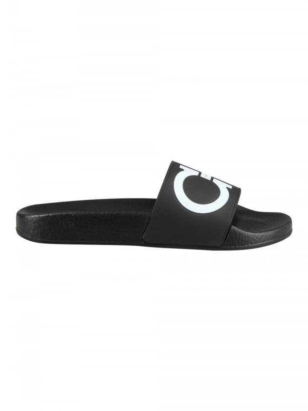 Gancini Printing Band Rubber Slippers Black - SALVATORE FERRAGAMO - BALAAN 1