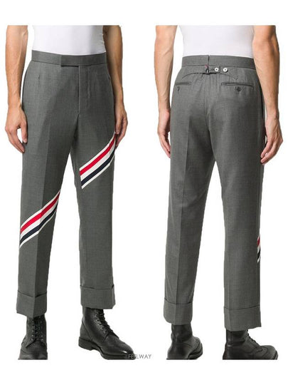 Diagonal Striped Wool Slacks Medium Grey - THOM BROWNE - BALAAN 2