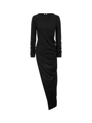 WOMEN Wool side cutting long knit top black 271586 - RICK OWENS - BALAAN 1