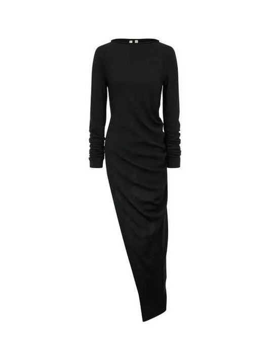 WOMEN Wool side cutting long knit top black 271586 - RICK OWENS - BALAAN 1