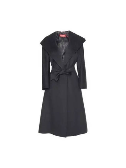 Women's Bdanton Silk Tone Long Wool Hooded Single Coat Black - MAX MARA - BALAAN 2