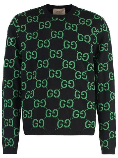 GG Wool Jacquard Knit Top Black Green - GUCCI - BALAAN 2